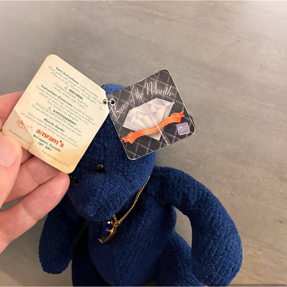 2/$30 Russ Bears of the Month September Blue Sapphire Bear Necklace Stitching - Picture 6 of 7